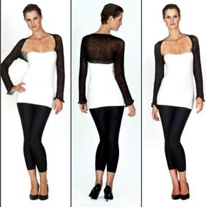 Sheer knit black shoulder shrug, one size NWT